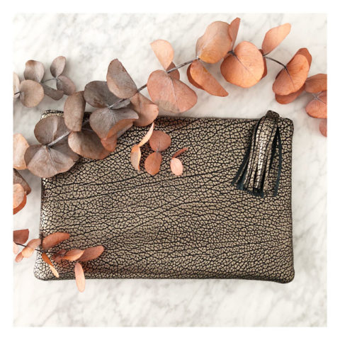 pochette, cuir, bronze, geraldinestyleshop