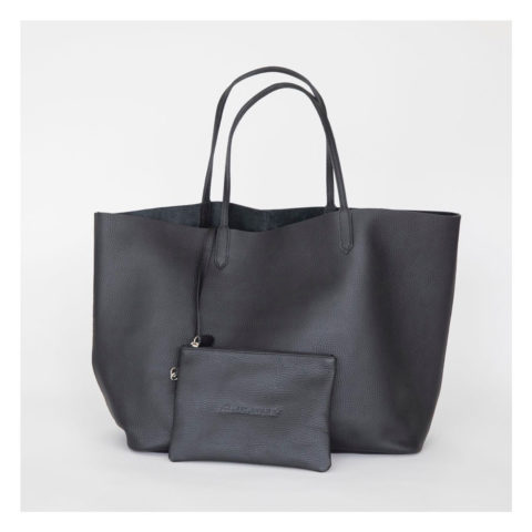 Cabas, cuir, noir, geraldinestylefashion