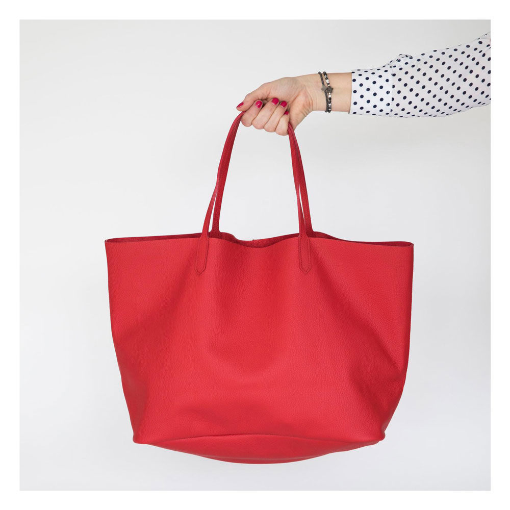 Cabas-cuir-rouge, geraldinestyle, sac, rouge, cabas, cabat