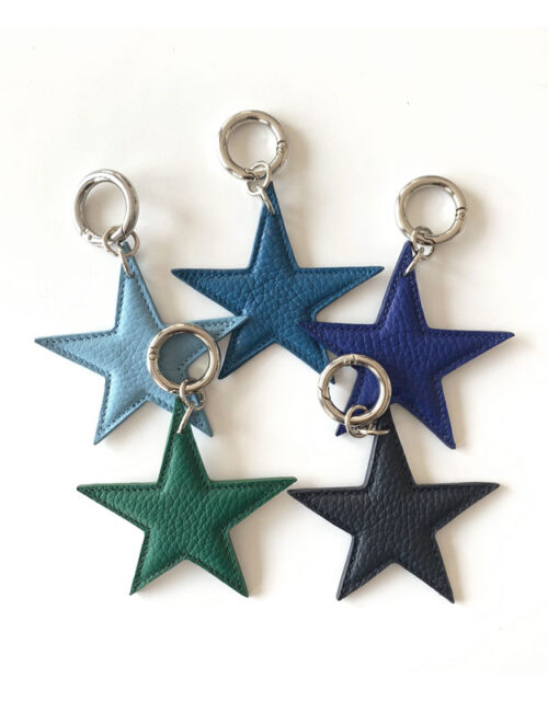 porte-clés, cuir, vert, bleu, étoiles, geraldinestyleshop
