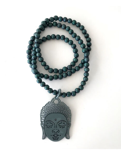 collier, bois, buddha, vert, corne, geraldinestylejewelry, jewelry, bijoux