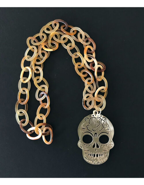 collier, corne, tête de mort, rock, geraldinestylejewelry, jewelry, bijoux, skull
