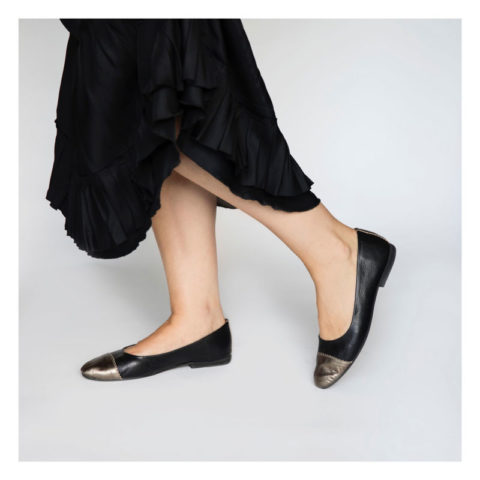 ballerines, cuir, noir, bronze, geraldinestyle