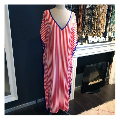 caftan, rouge, blanc, bleu, lignes, geraldinestylefashion