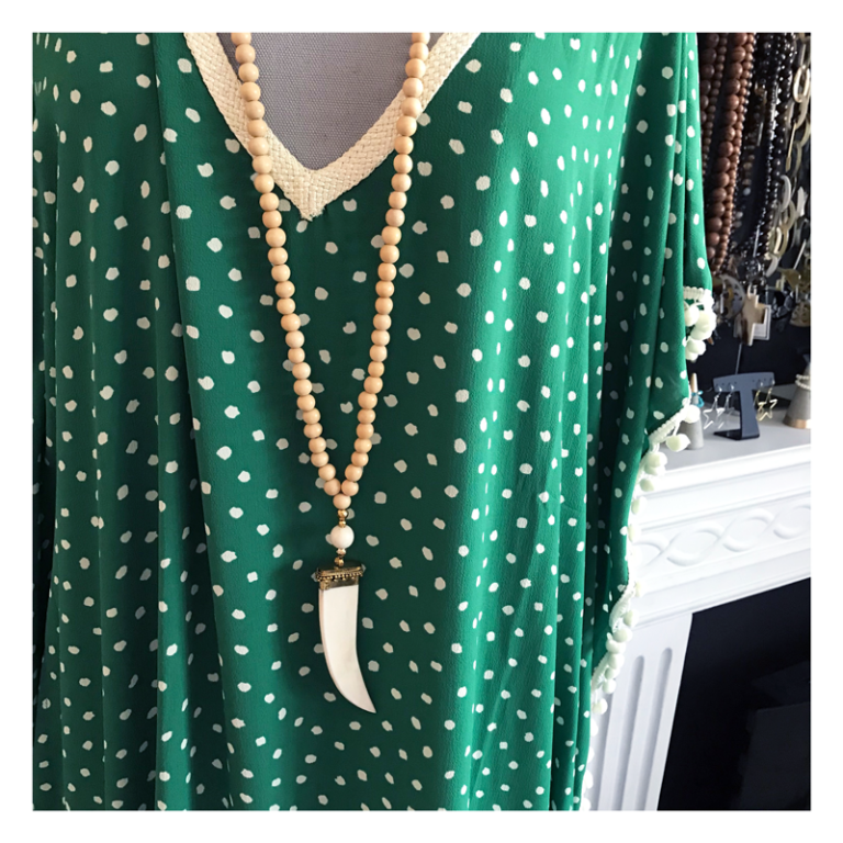 caftan, vert, pois, tunique, geraldine, pois
