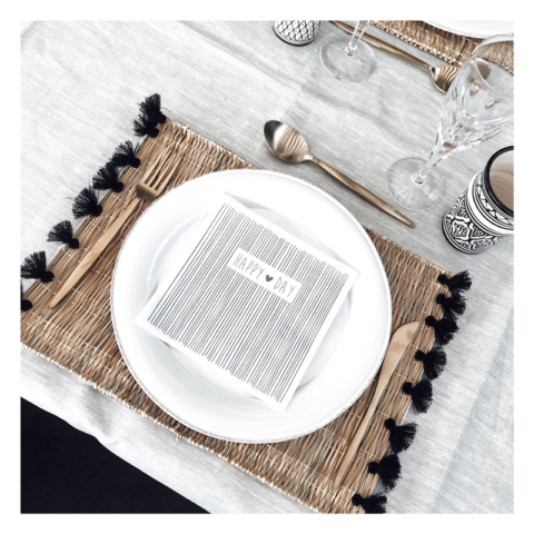 set table, osier, pompons, artisanat, maroc