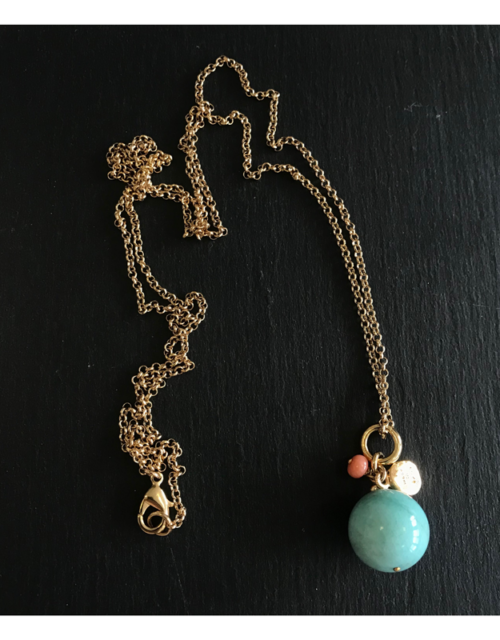 collier, boule, velatti, amazonite