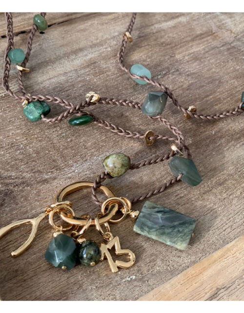 collier, velatti, cotton tresse, quartz vert, luxury