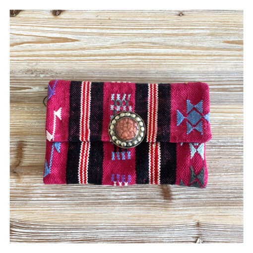 pochette, kilim, rose, bandouliere