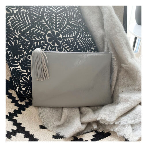 pochette, cuir, gris, bandouliere, geraldinestyle