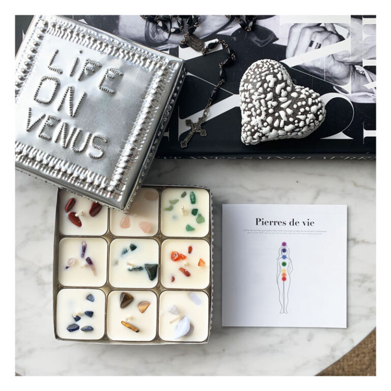 set, bougies, life on venus, pierres de vie, parfums de grasse, coup de coeur