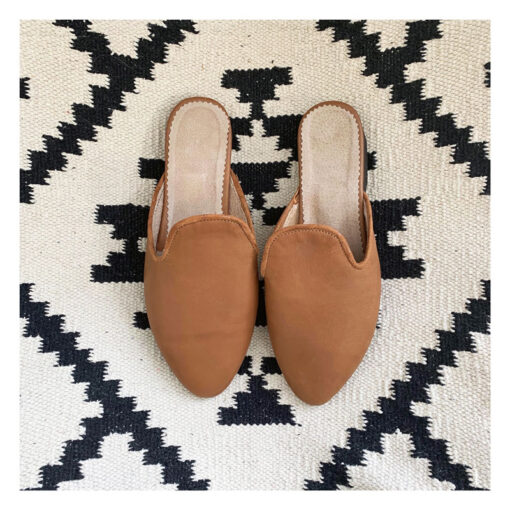 babouches, cuir, camel, geraldinestyleshop