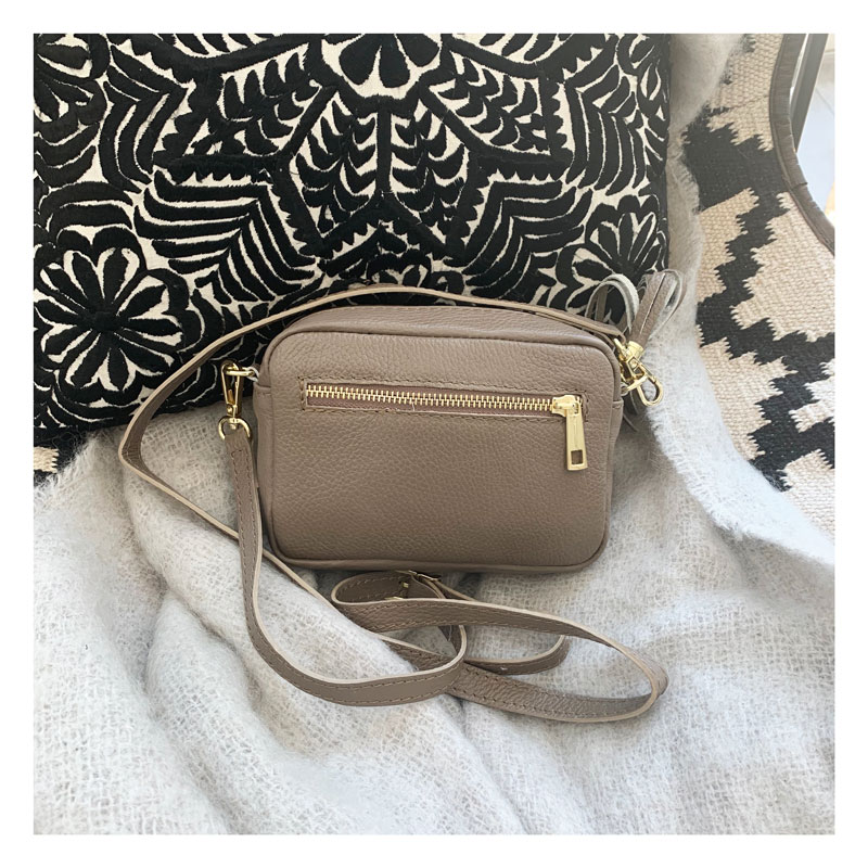 sac, cuir, taupe, bandouliere, choice by geraldine style