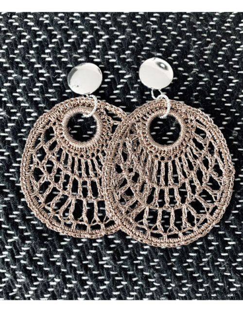 boucles oreilles, crochet, argent, taupe, geraldinestylejewelry