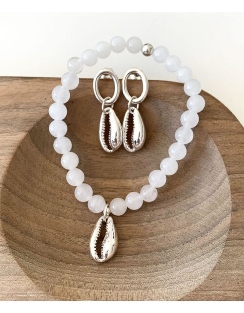 collection cowrie, argent, geraldinestylejewelry, bracelet, boucles oreilles