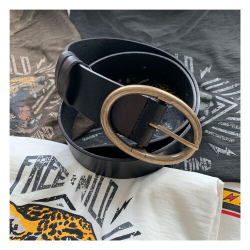 ceinture, cuir, noir, mkt