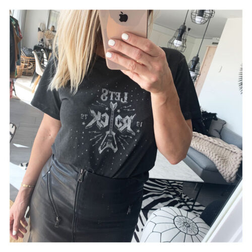 tee-shirt, lets rock, gris, rock, mkt, coton, guitare