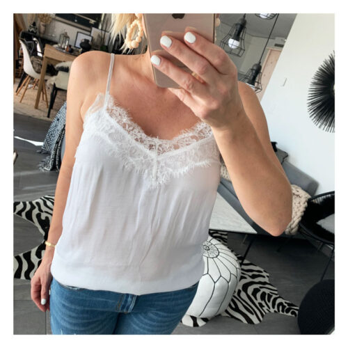 top, dentelle, choice by geraldine style, blanc
