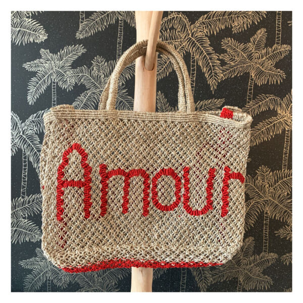 sac, jute, beige, rouge, amour, the jacksons, bangladesh, message