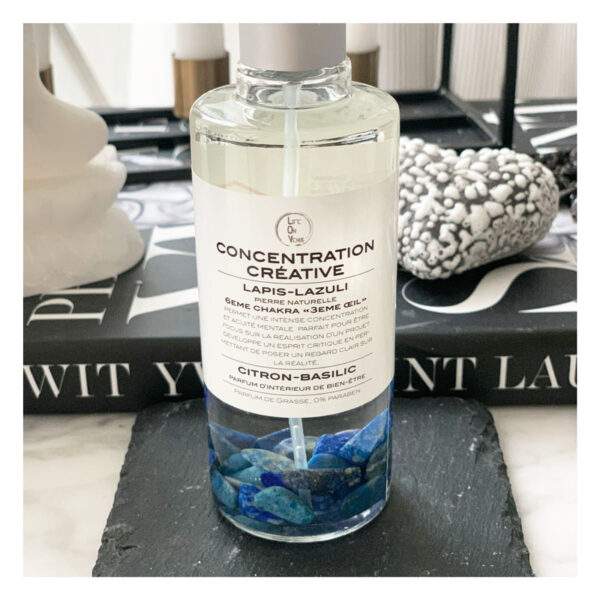 spray, concentration creative, parfum, parfum ambiance, parfum interieur, pierres semi-precieuses, lapis-lazuli