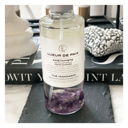 spray, lueur de paix, parfum, parfum ambiance, parfum interieur, pierres semi-precieuses, amethyste