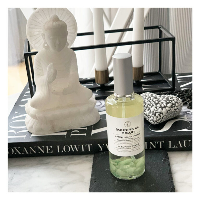 spray, sourire au coeur, parfum, parfum ambiance, parfum interieur, pierres semi-precieuses, aventurine verte