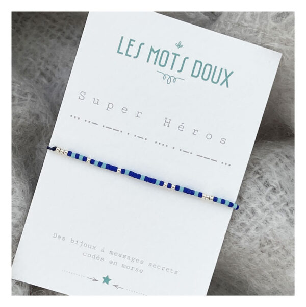 bracelet, super heros, enfant, garçon, morse, les mots doux