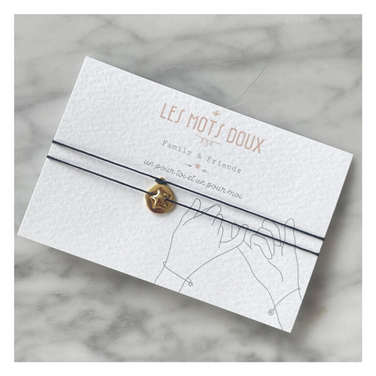 bracelets, toi et moi, dore, noir, les mots doux, amour, love, etoile