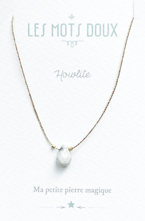 collier, howlite, ma petite pierre magique, pierre semi precieuses, les mots doux