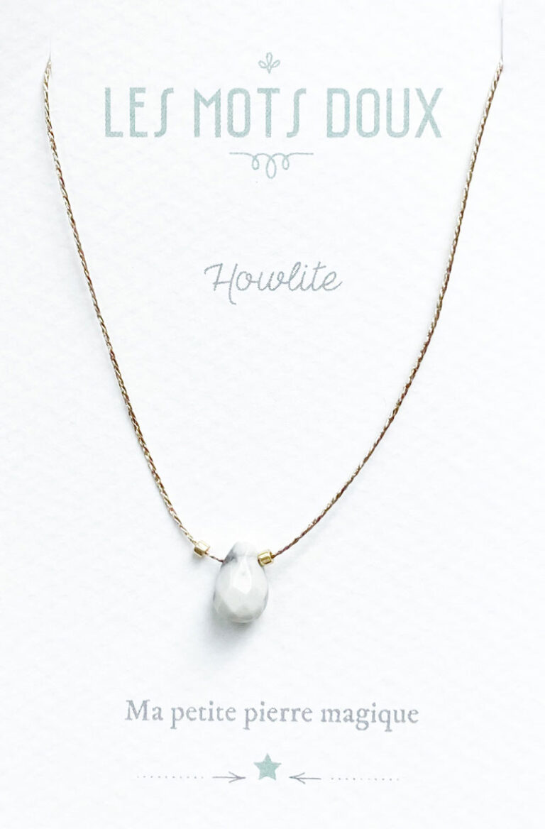 collier, howlite, ma petite pierre magique, pierre semi precieuses, les mots doux