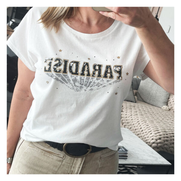 tee-shirt, paradise, blanc, mkt studio
