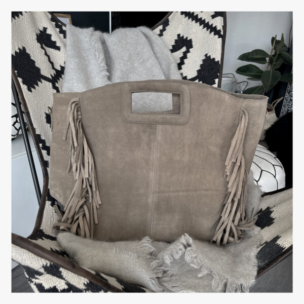 sac, maxi, daim, taupe gris, emilie, choice by geraldine style