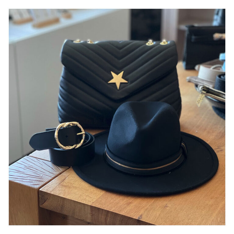 ceinture, cuir, noir, doree