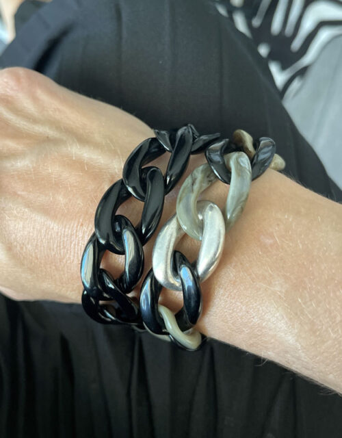 bracelets, maillons, noir, kaki, geraldine style jewelry