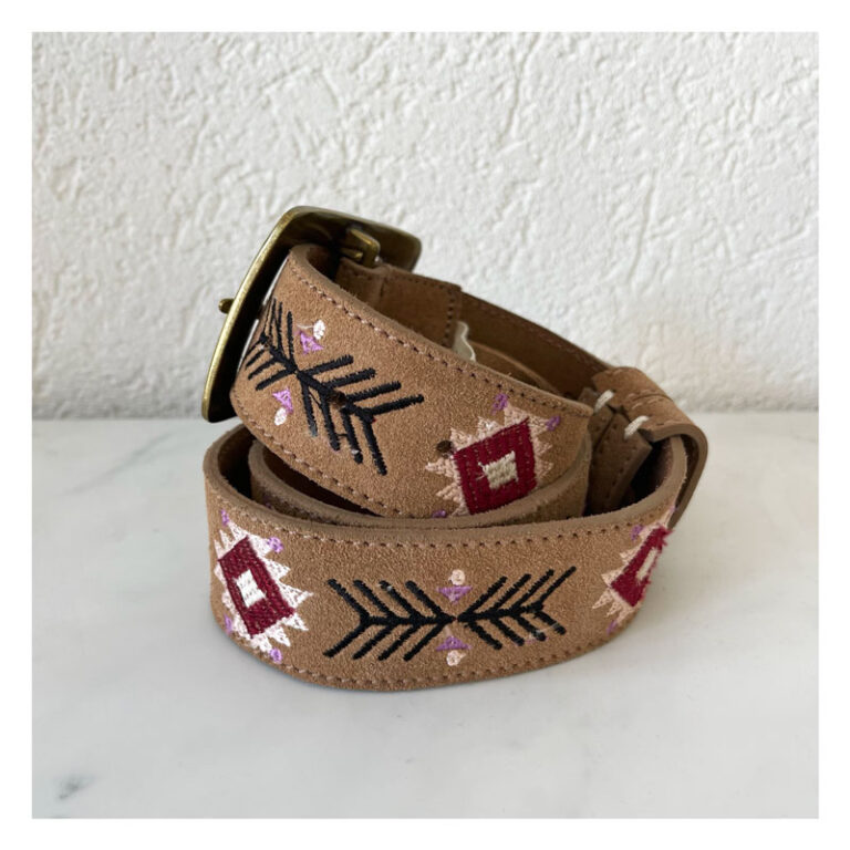 ceinture, cuir, mkt studio, boheme, daim, taupe, rose