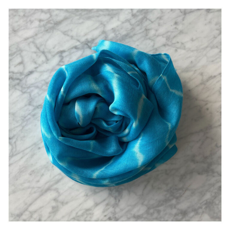 echarpe, boheme, bleu, july to june, tie and dye