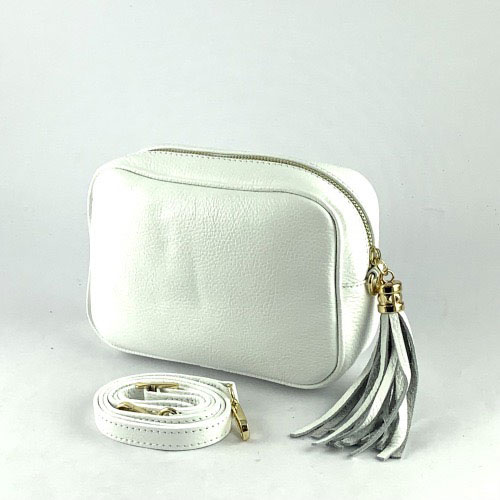 sac, cuir, bandouliere, blanc, choice by geraldine style