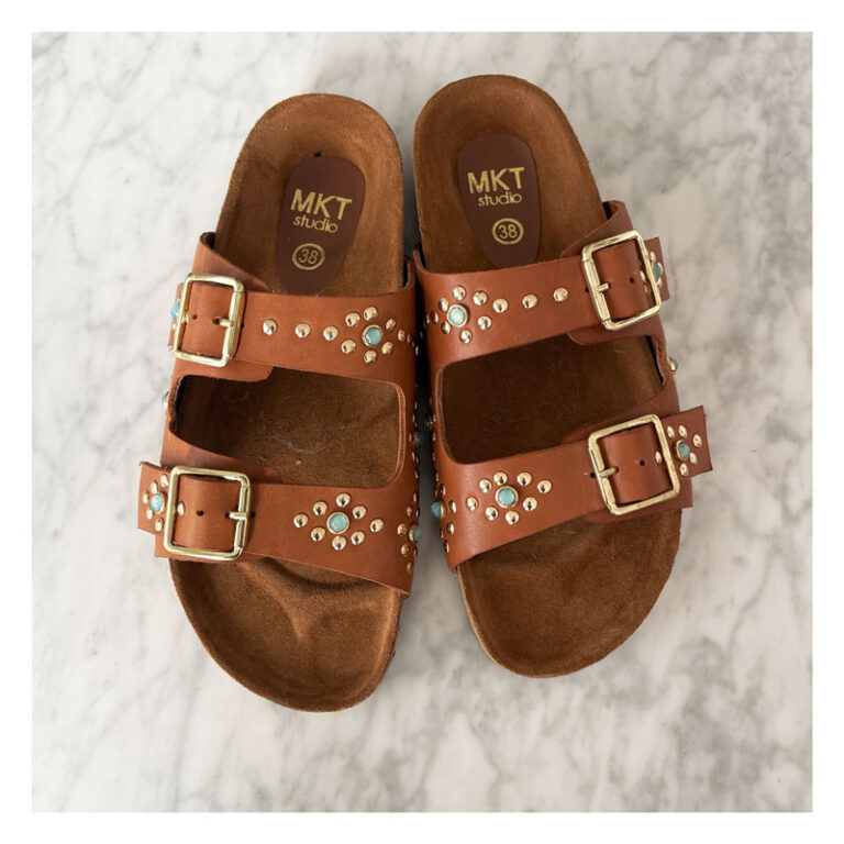 mules, bohème, camel, turquoise, dore, mkt studio