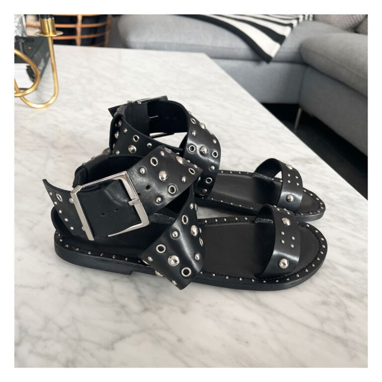 sandales, cuir, noir, ninnette, mkt studio