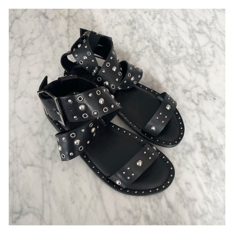 sandales, cuir, noir, ninnette, mkt studio