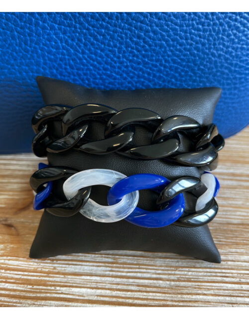 bracelets, maillons, bleu roi, argent, geraldine style jewelry