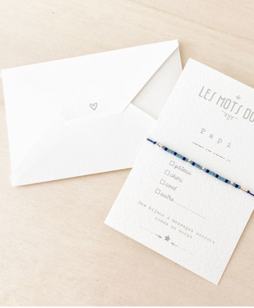 bracelet, morse, les mots doux, papi, bleu