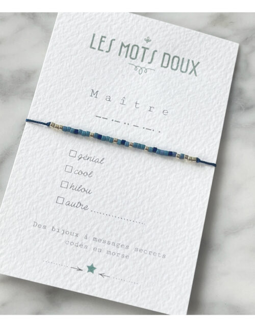 bracelet, morse, maitre, les mots doux, cadeau fin école