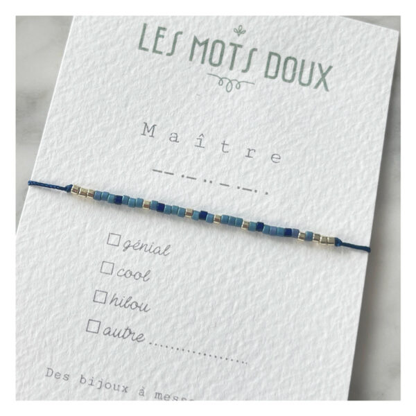 bracelet, morse, maitre, les mots doux, cadeau fin école