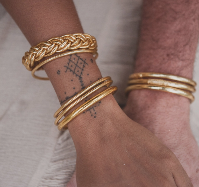 bracelet, feuilles or, kumali, bracelet bouddhiste