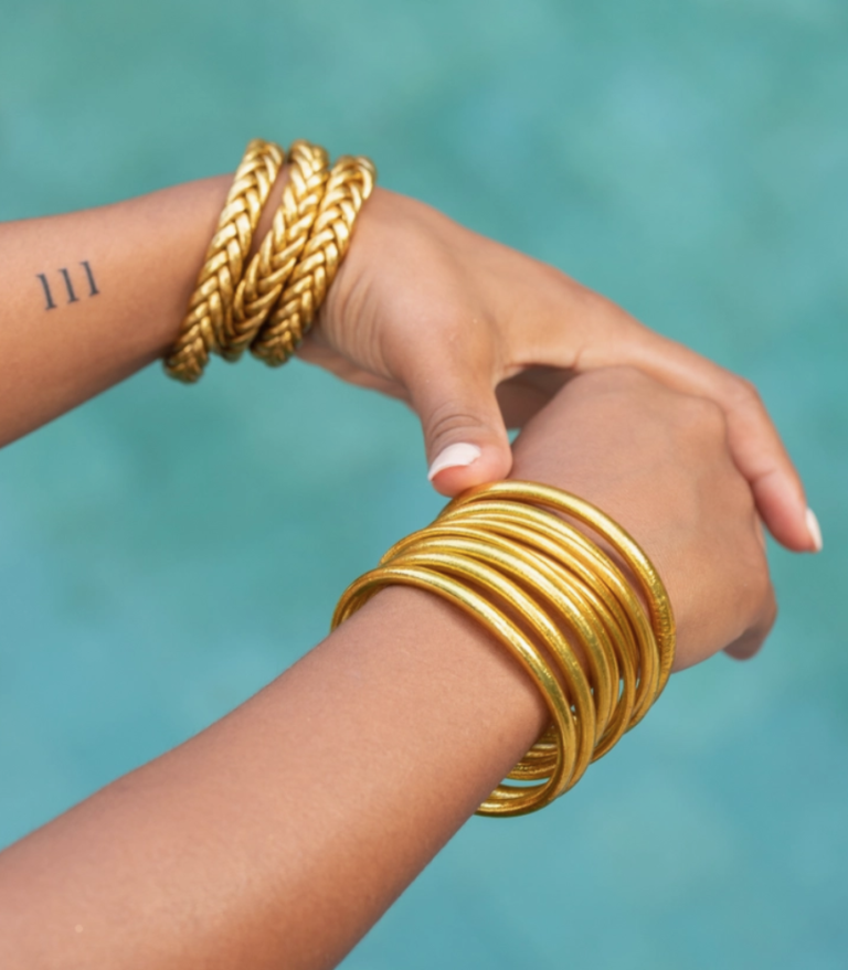 bracelet, feuilles or, dore, kumali, tresse, bracelet bouddhiste