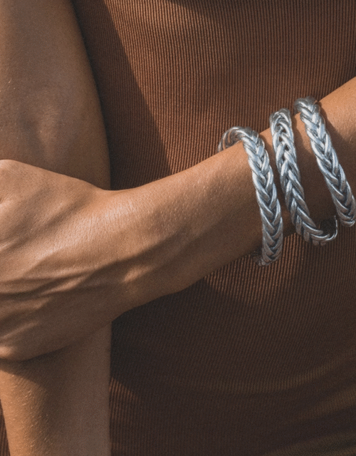 bracelet, feuilles argent, argente, kumali, tresse, bracelet bouddhiste