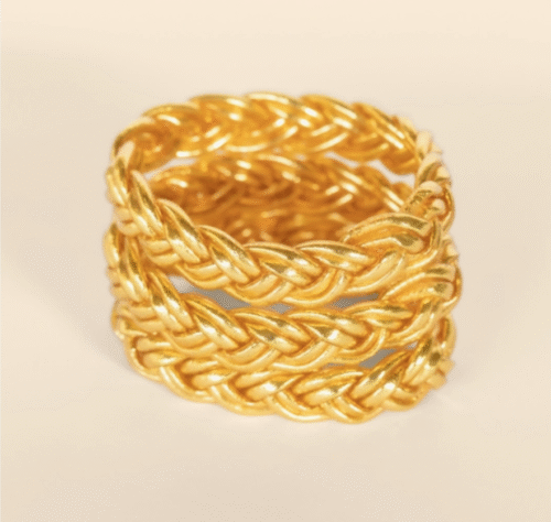 bracelet, tresse double, dore, feuilles or, kumali, bracelet bouddhiste