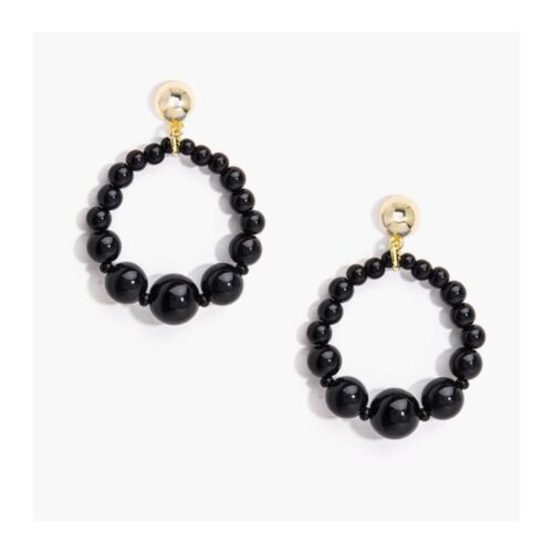 boucles oreilles, noir, dore