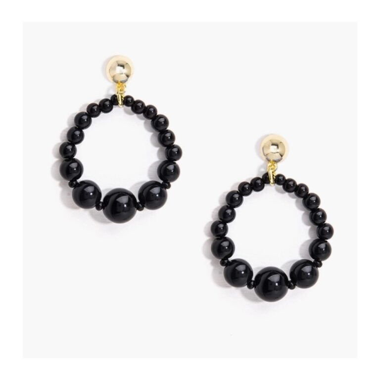 boucles oreilles, noir, dore